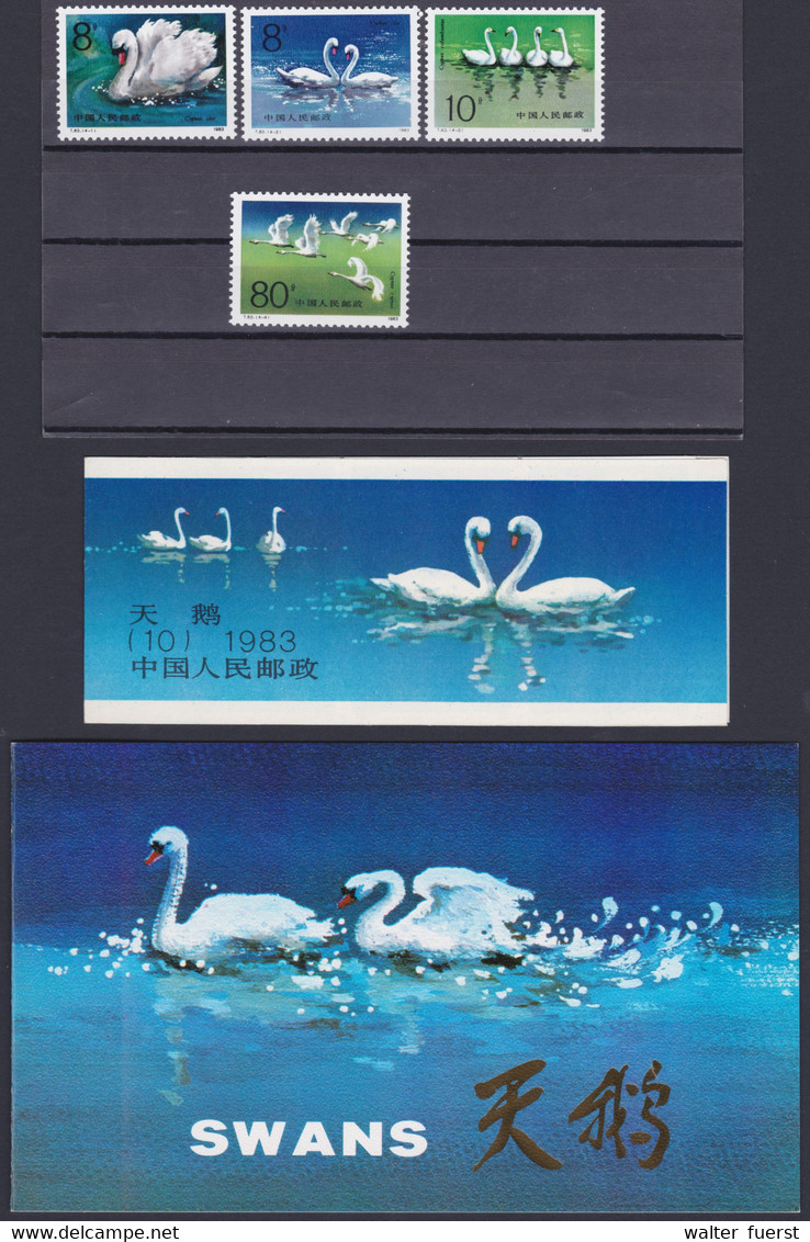 CHINA 1983, "Swans", Serie T.83 + Stamp Booklet SB10 Unmounted Mint + Serie FD-canc. In Folder - Collections, Lots & Series