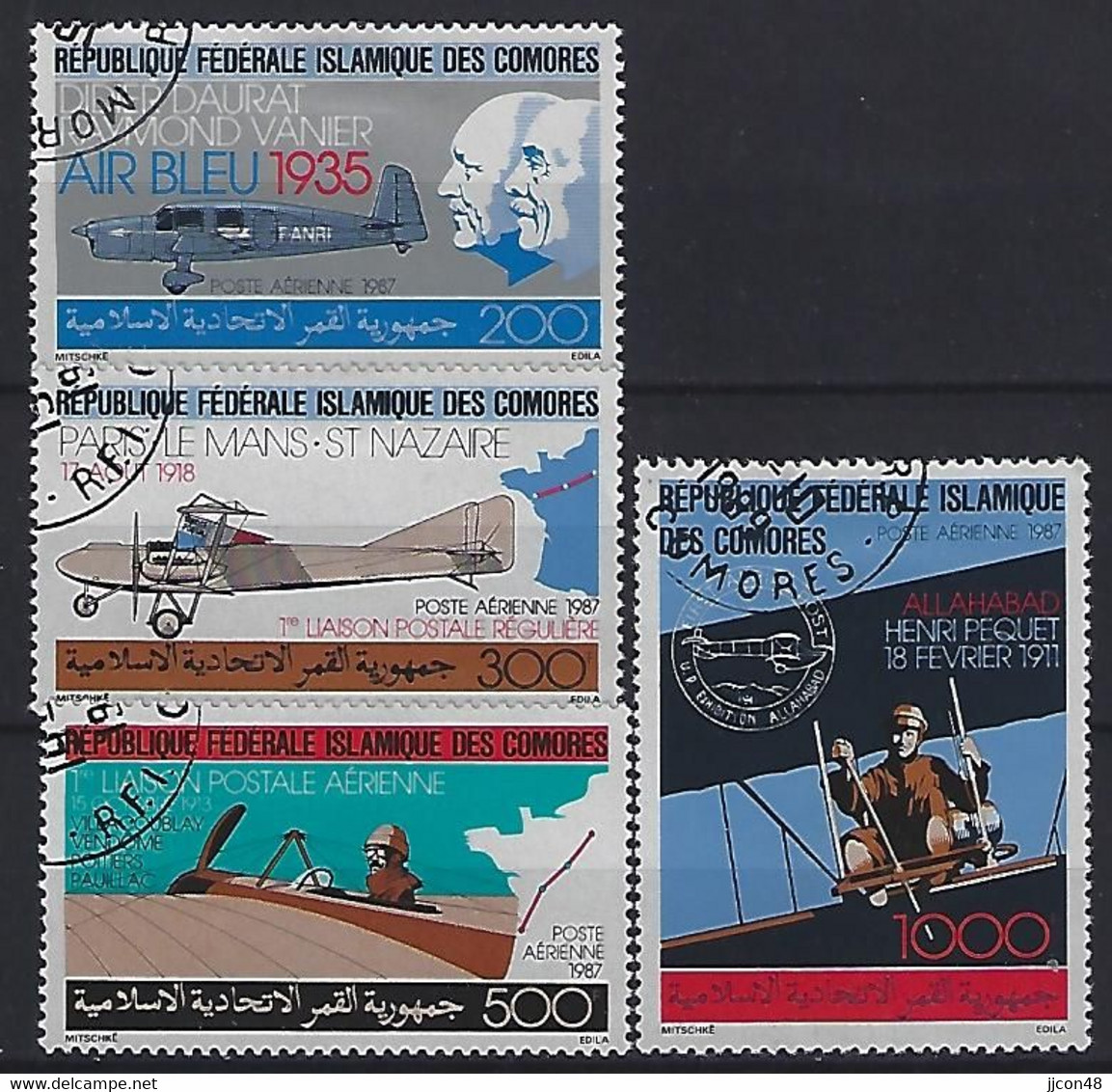 Comoros 1987  Anniversaries Of Flight (o) Mi.803-806 - Comores (1975-...)