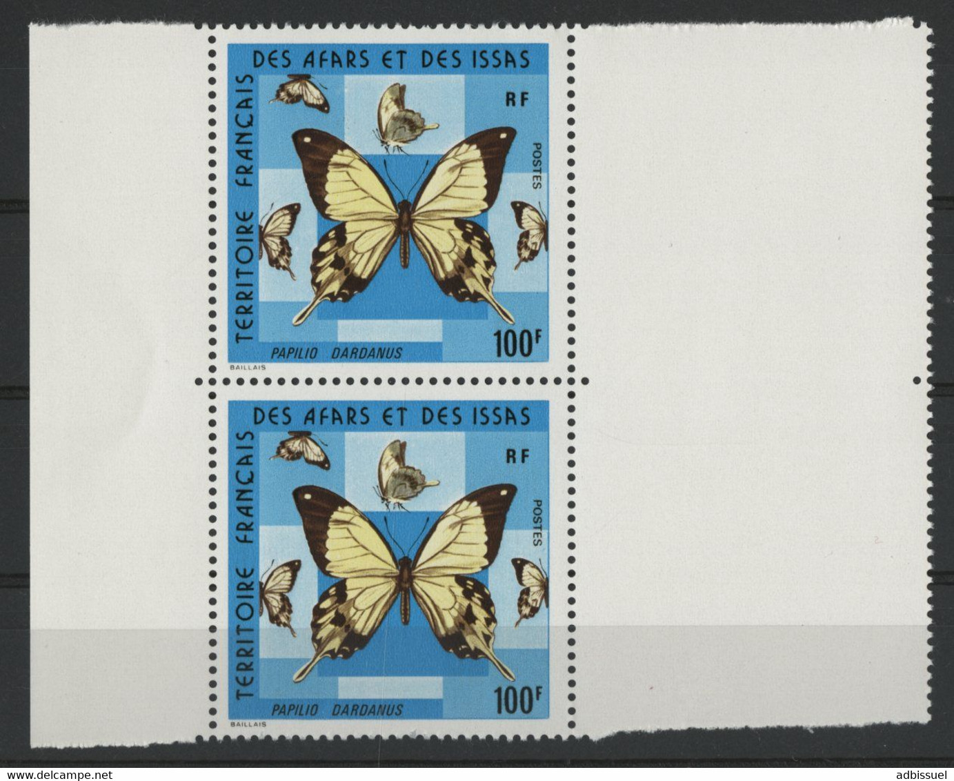 AFARS Et ISSAS N° 405 PAIRE Cote 28 € PAPILLONS / BUTTERFLY "Dardanus" Neufs ** (MNH) TB - Schmetterlinge