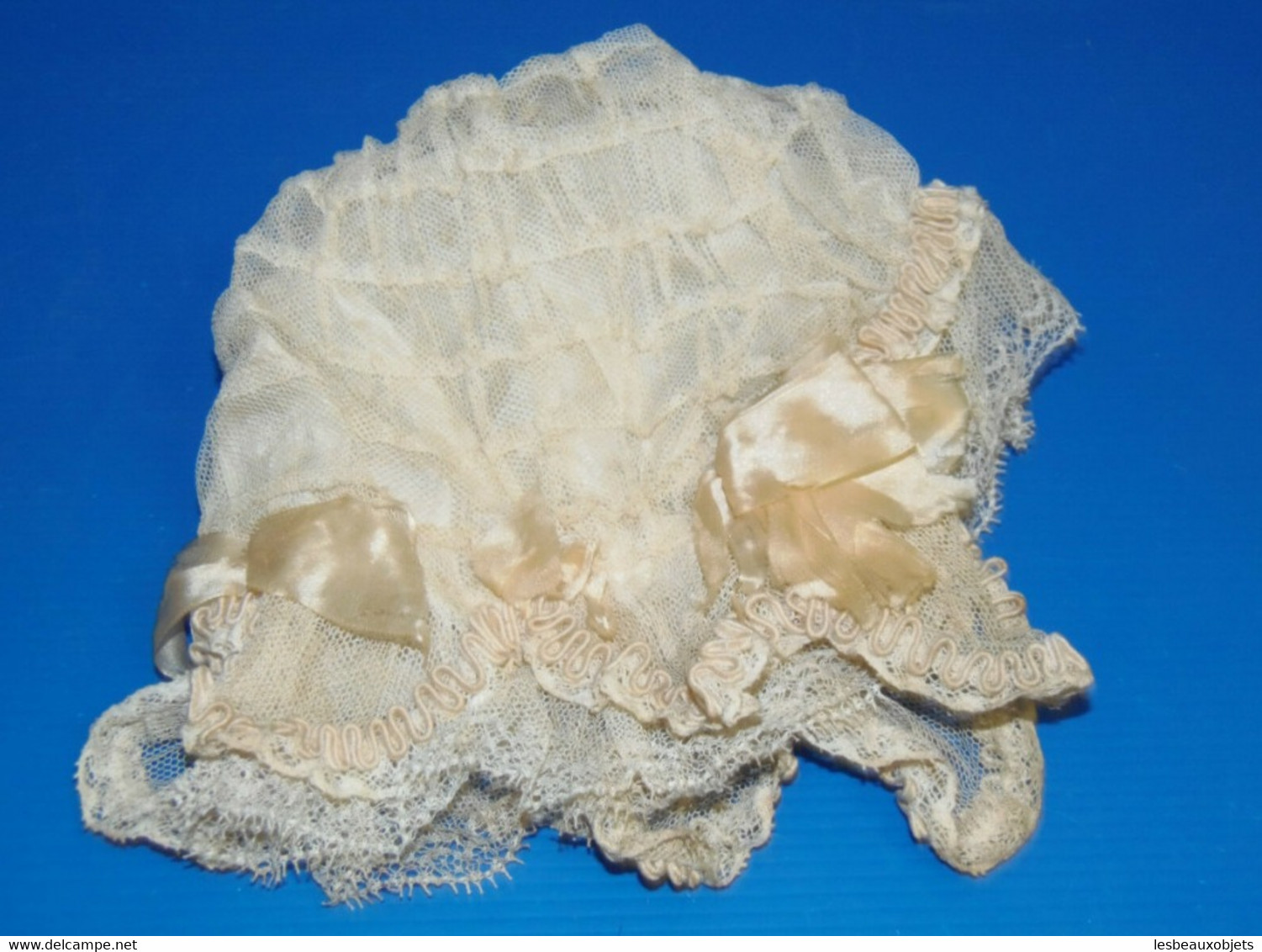 BONNET ENFANT XIXe DENTELLE FINE état Sorti De Malle Fond Du Grenier Collection Pour Poupée Ancienne Collection - Avant 1900