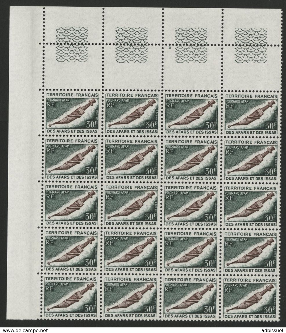 AFARS Et ISSAS N° 383 Bloc De Vingt Cote 50 € " POIGNARD AFAR" Neufs ** (MNH) TB - Unused Stamps