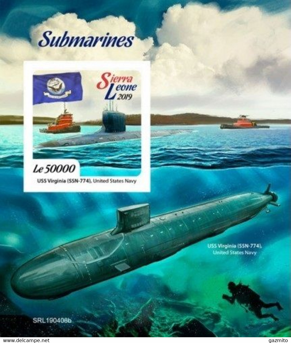 Sierra Leone 2019, Submarines, Diving, BF IMPERFORATED - Immersione