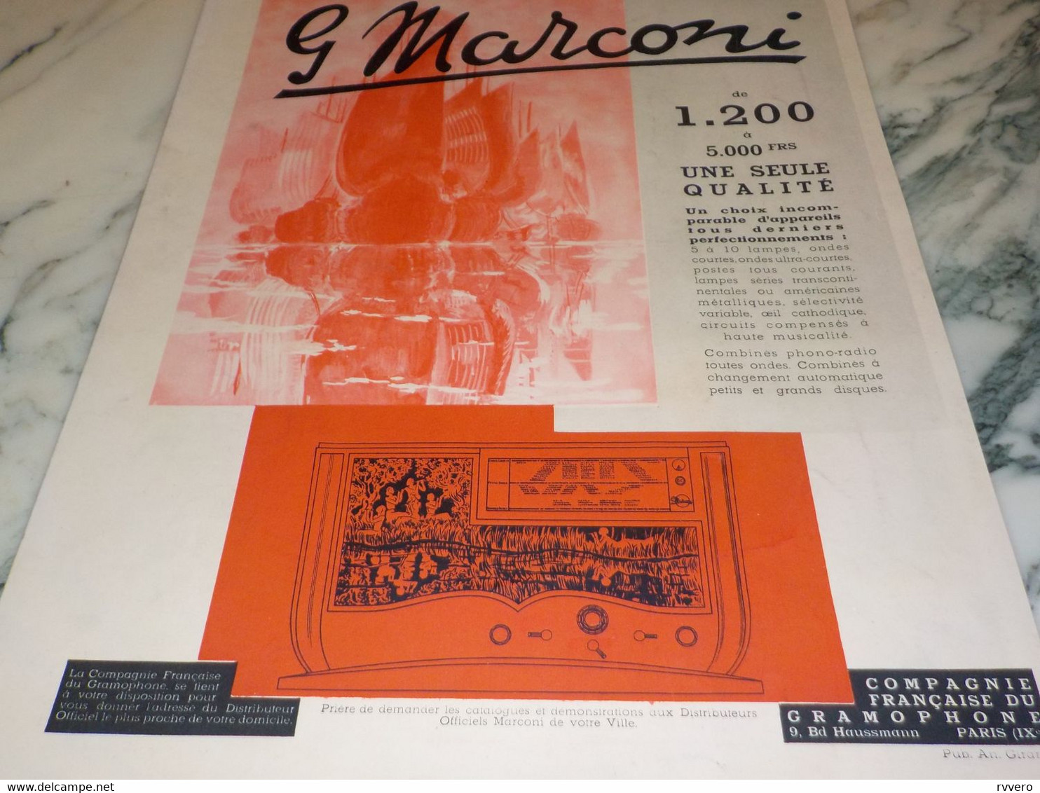 ANCIENNE PUBLICITE  PHONO RADIO PATHE MARCONI  1936 - Altri & Non Classificati