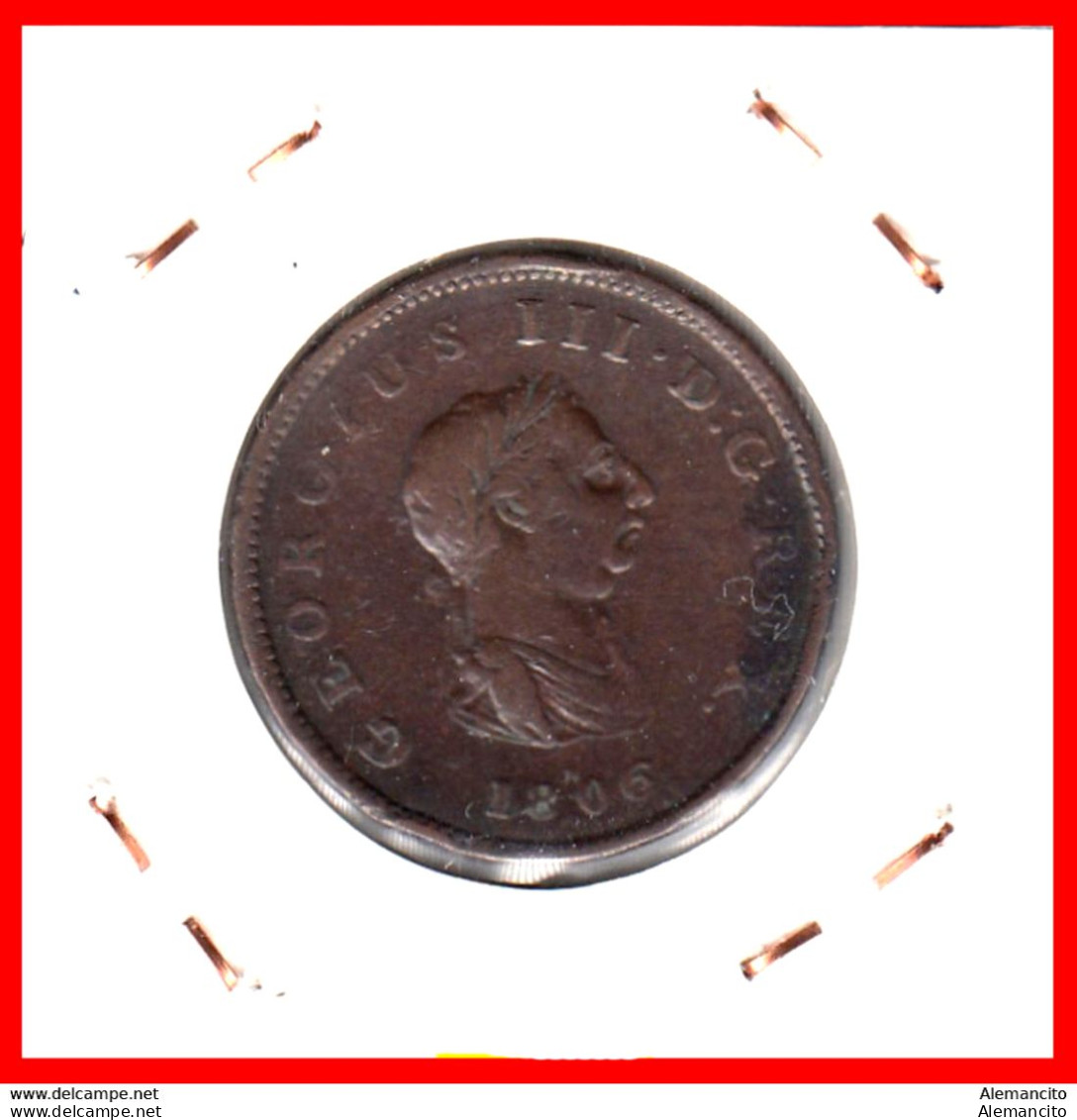 GRAN BRETAÑA MONEDA DE 1/2 PENIQUE DEL AÑO 1806 JORGE III - B. 1/2 Penny
