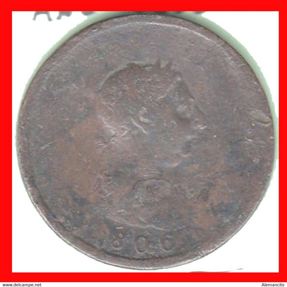 GRAN BRETAÑA MONEDA DE 1 PENIQUE DEL AÑO 1806 JORGE III - C. 1 Penny