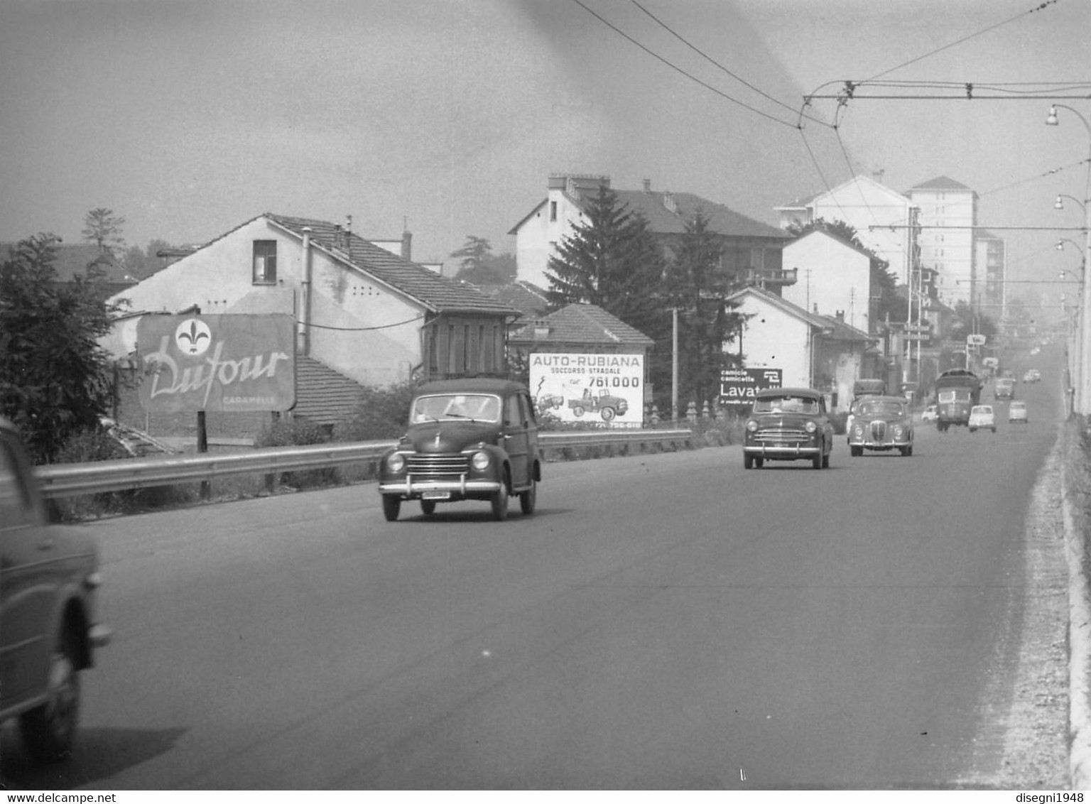 09808 "FIAT 500 GIARDINIERA, FIAT 1100 103 B, LANCIA APPIA, CAVALCAVIA CORSO FRANCIA, COLLEGNO"  ANIMATA, FOTOGR. ORIG. - Auto's