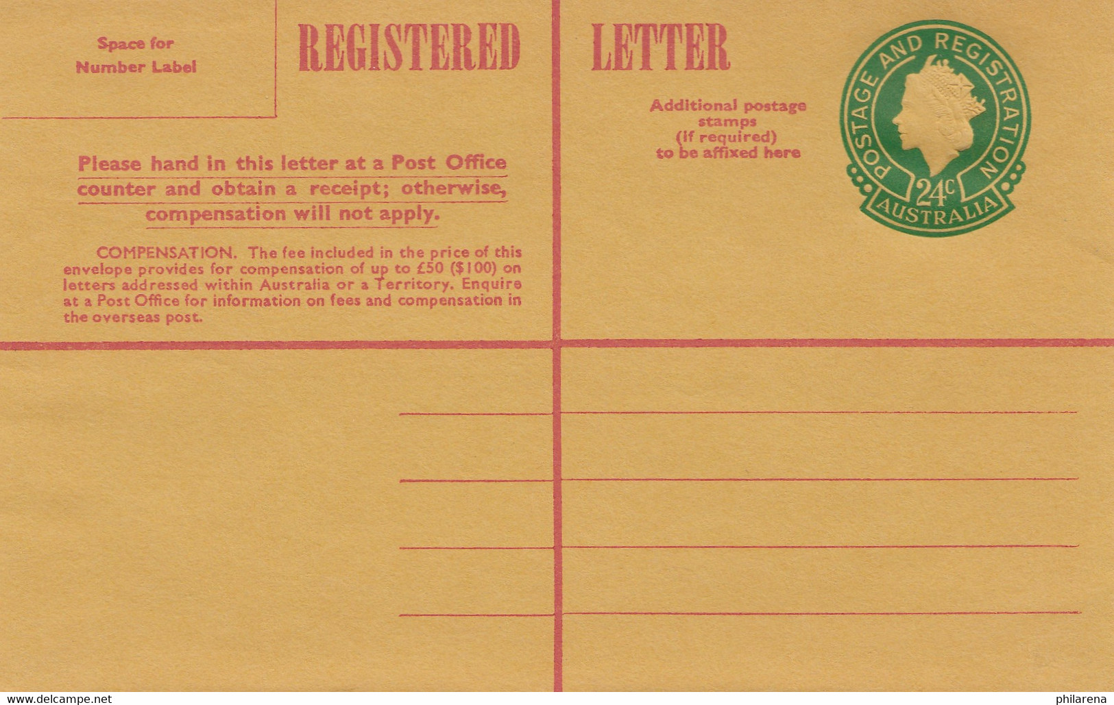 Australia Registered Letter - Unused, P20 - Other & Unclassified