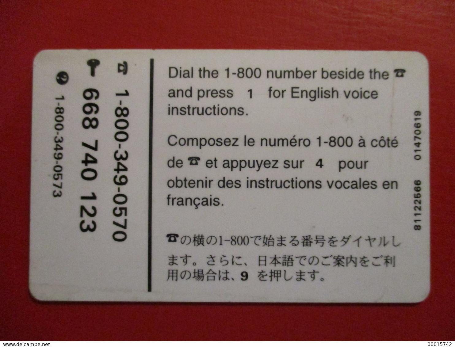 PHONECARD - PHONE LINE INTERNATIONAL 10$  D-0086 - Herkunft Unbekannt