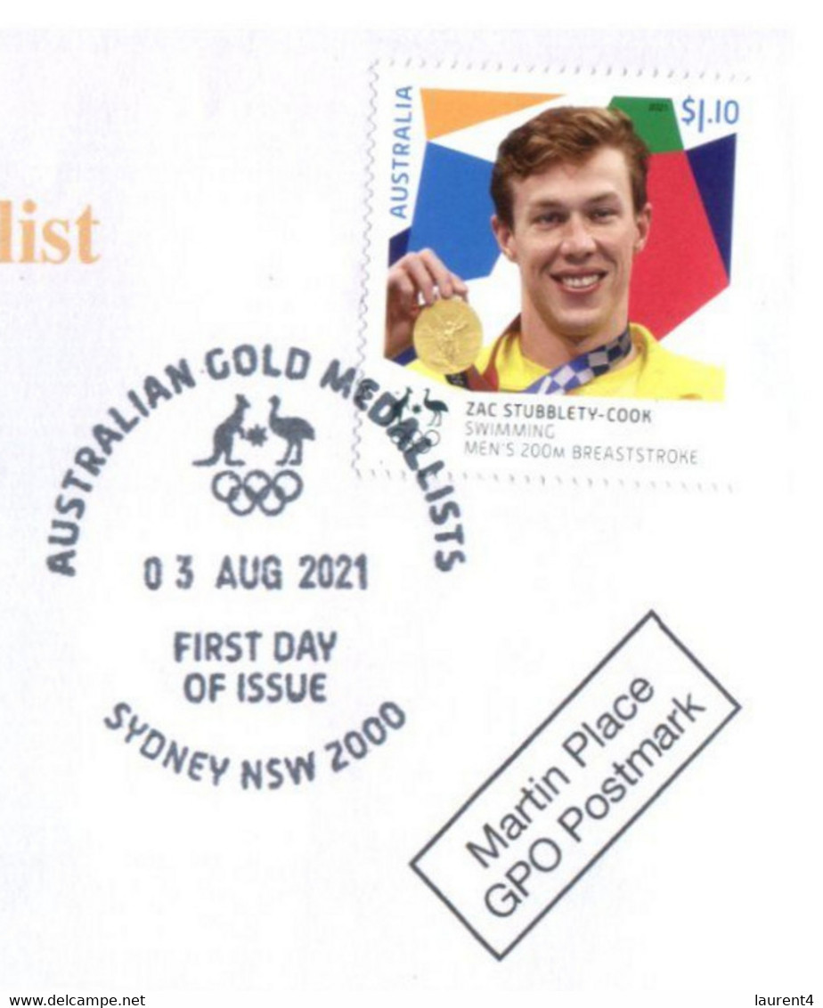 (WW 8 A) 2020 Tokyo Summer Olympic Games - Australia Gold Medal 3-8-2021 - Men's 200m Breastsroke (new Olympic Stamp) - Sommer 2020: Tokio