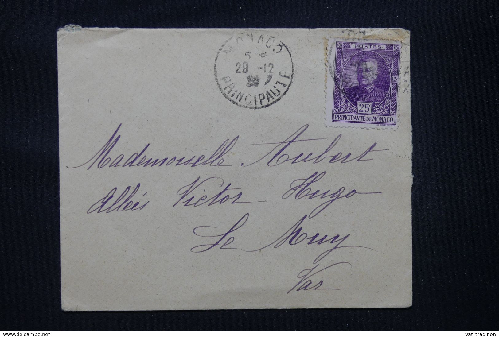 MONACO - Enveloppe Pour Le Muy, Affranchissement Prince Louis II - L 103147 - Storia Postale