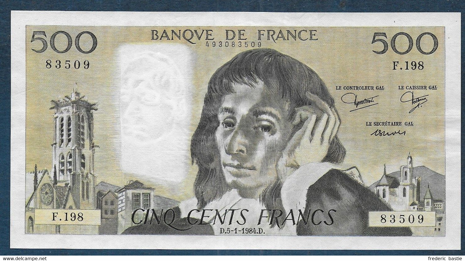 500 Francs  Pascal  Du  5 - 1 - 1984 - 500 F 1968-1993 ''Pascal''