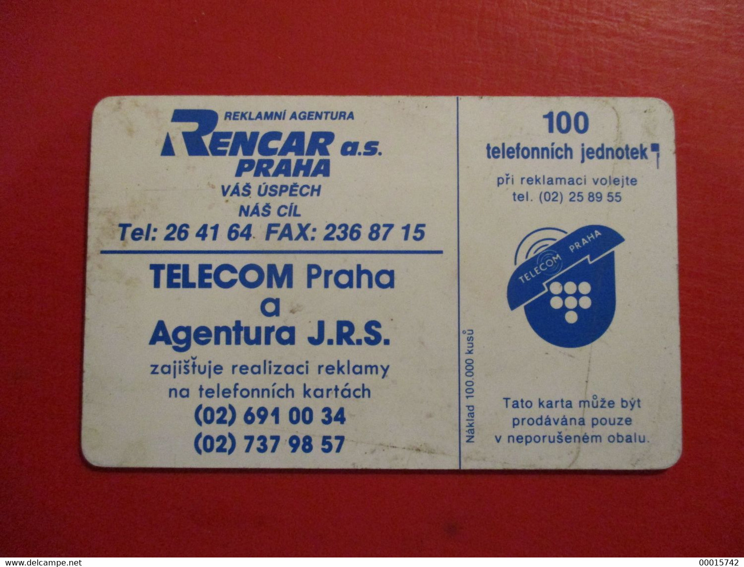 PHONECARD - TELECOM PRAHA - SPARTA RUGBY     D-0086 - Tschechoslowakei