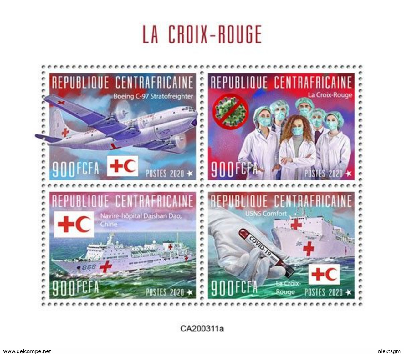 CENTRAL AFRICA 2020 - Red Cross, COVID-19, M/S - YT 6890-3, CV=19 € [CA200311a] - Disease