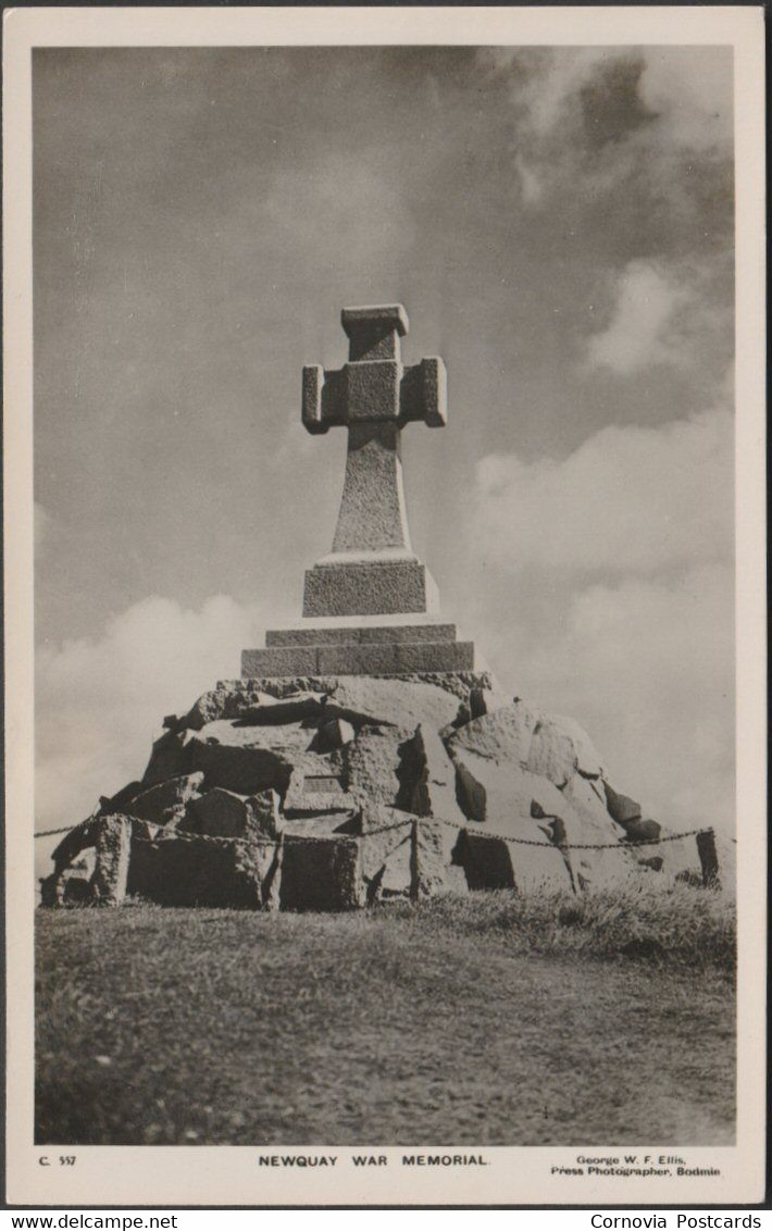 Newquay War Memorial, Cornwall, C.1950 - George Ellis RP Postcard - Newquay