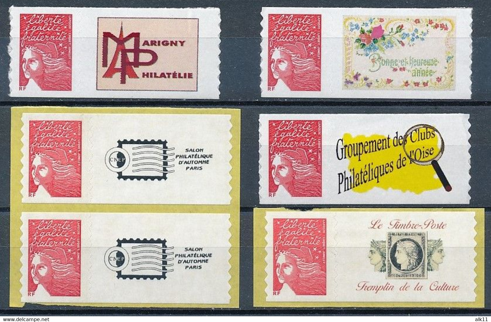 France 2004 - 3729A (3x) - 3729Ac (3x) Timbres Adhésifs Personnalisés Marianne Du 14 Juillet - Neuf - Unused Stamps