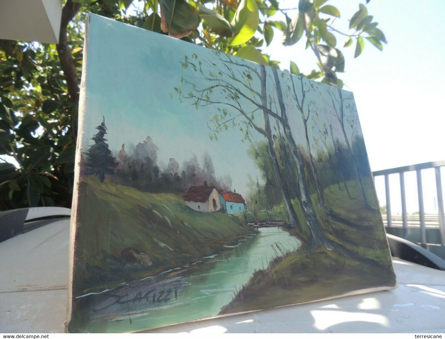 OLIO SU TELA "torrente" 40X30 FIRMATO SCATIZZI - Olii