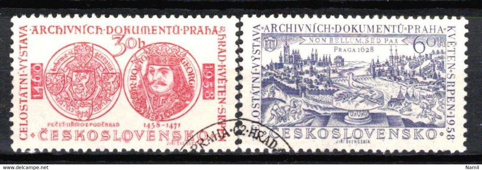 Tchécoslovaquie 1958 Mi 1073-4 (Yv 957-8), Obliteré - Usados