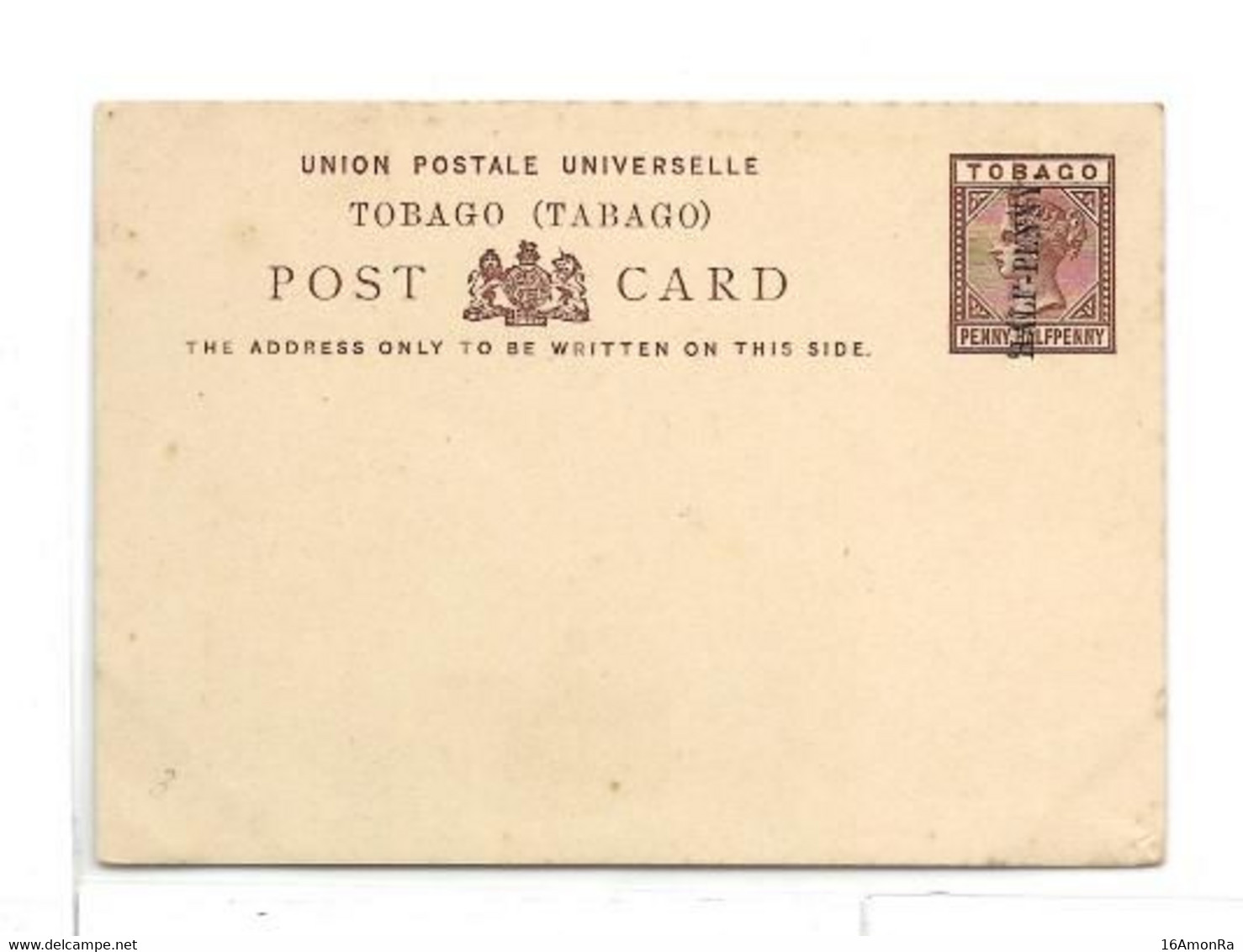 TOBAGO E.P. Carte Postal Stationery Card 1½p. Brown On Cream Ovpt. HALF PENNY, Mint .  Very Fresh.   Belle Fraîcheur. - Trinidad & Tobago (...-1961)