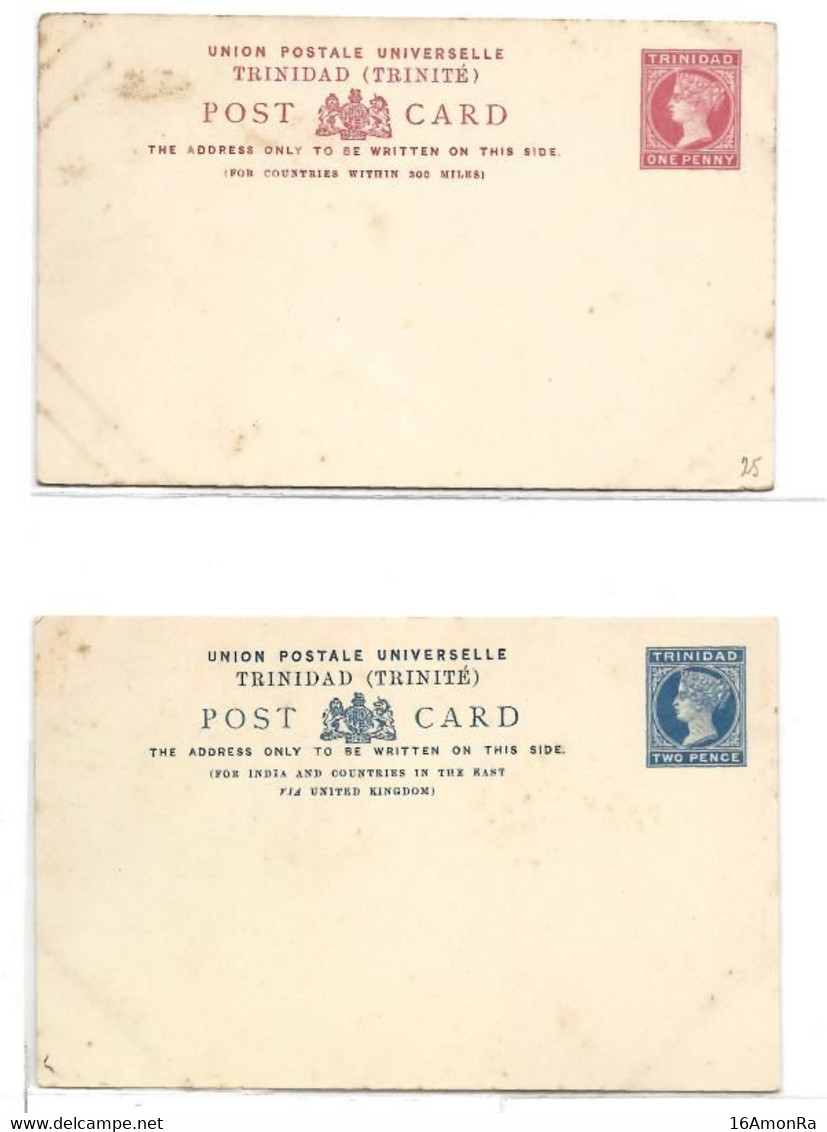 TRINIDAD (TRINITE) 2 E.P. Carte Postal Stationery Card 1p. Red On Cream And 2p. Blue On Cream, Mints.  Very Fresh.   Bel - Trinidad & Tobago (...-1961)