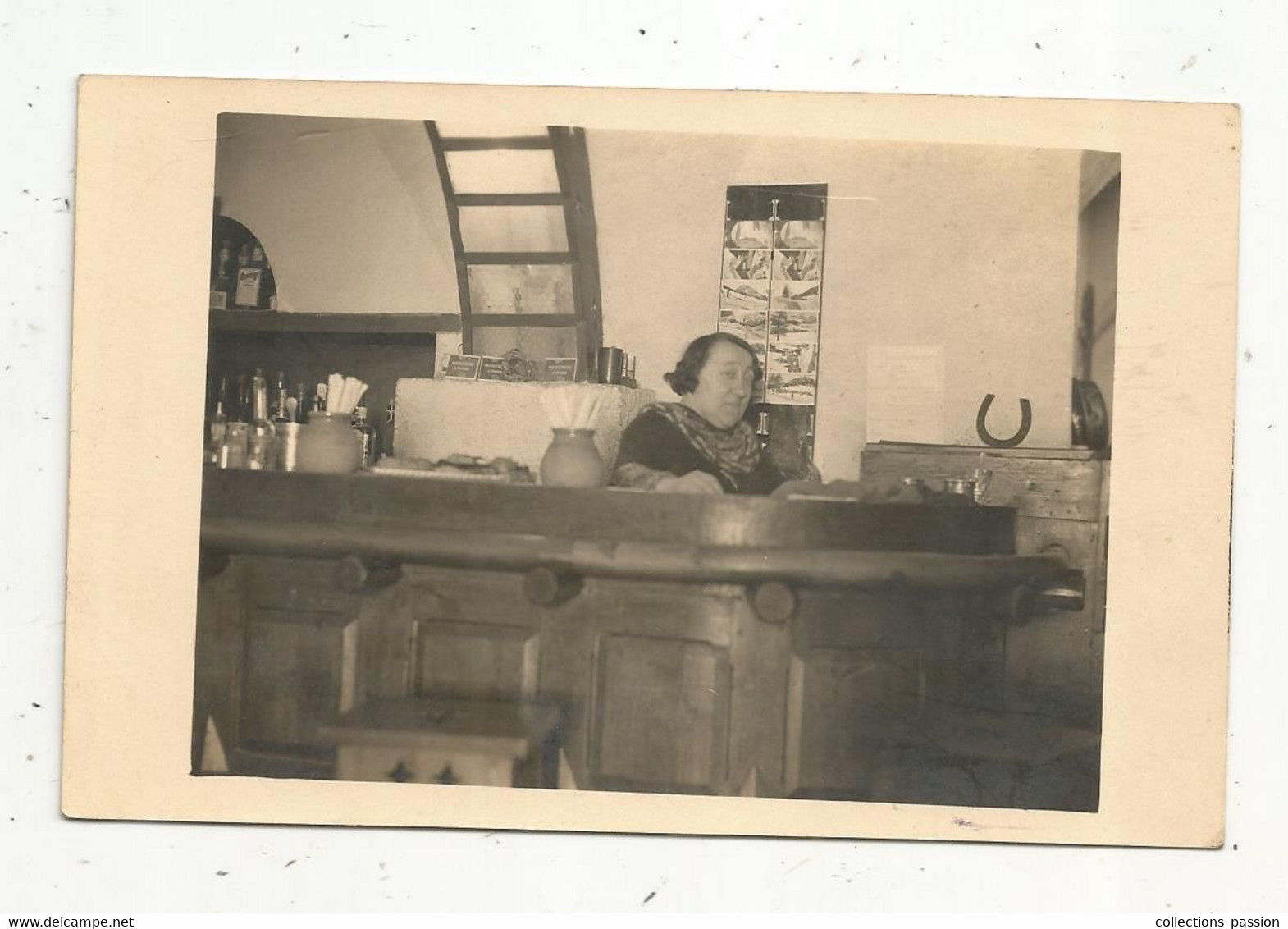 Cp , Carte Photo ,  COMMERCE ,café , écrite 1934 ,Briançon , 2 Scans - Cafes