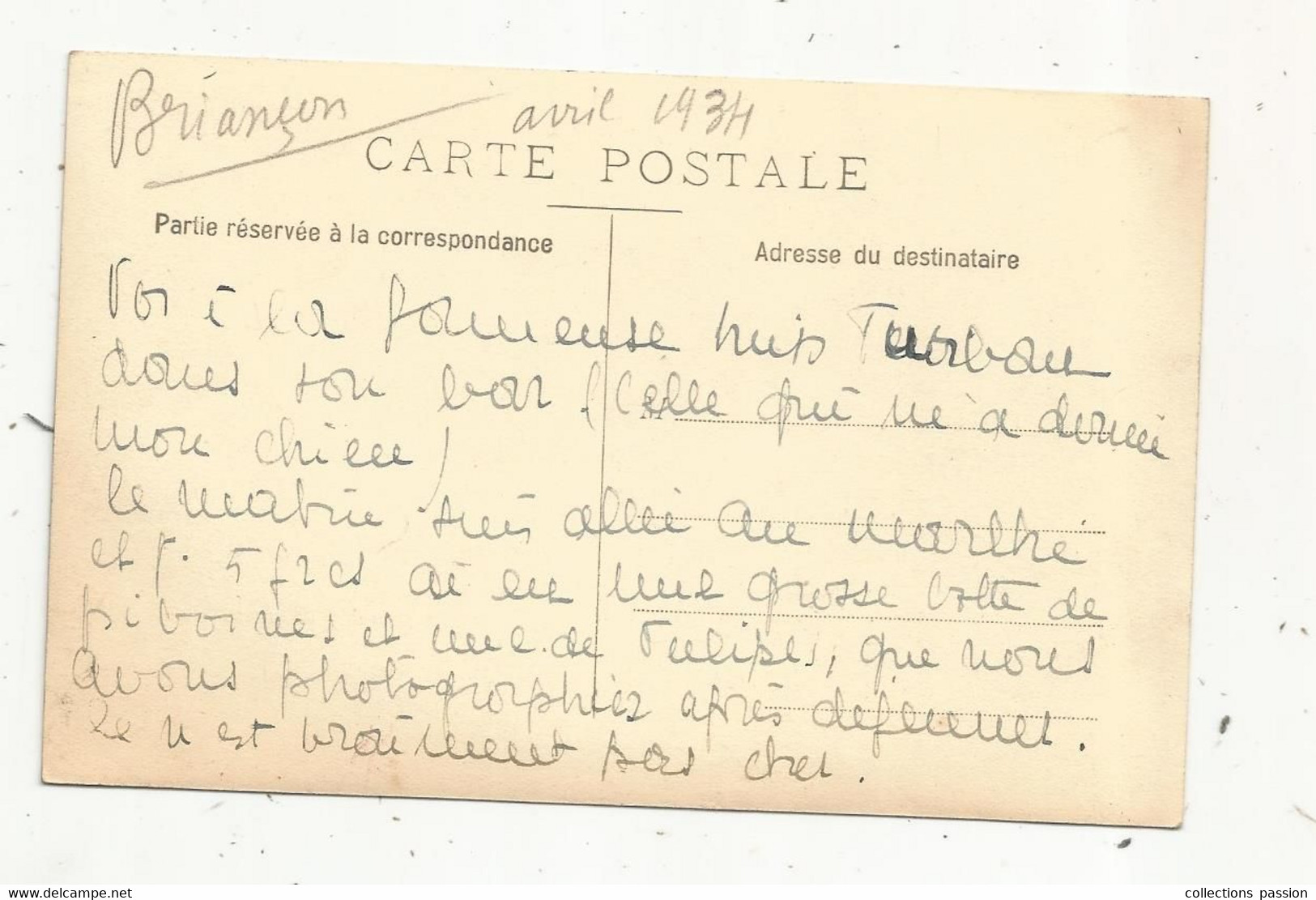 Cp , Carte Photo ,  COMMERCE ,café , écrite 1934 ,Briançon , 2 Scans - Cafés