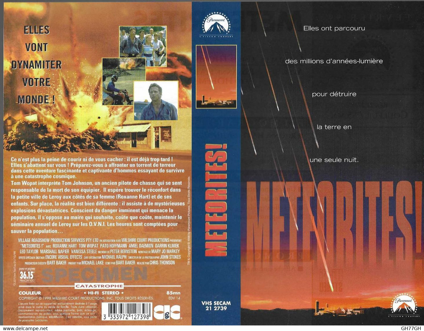 "METEORITES" -jaquette SPECIMEN Originale CIC VIDEO -de Chris Thomson - Sci-Fi, Fantasy