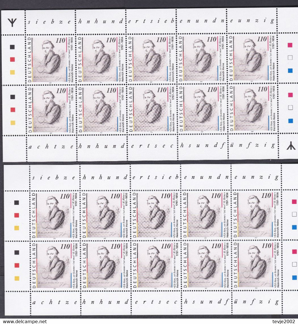 Bund 1997- Mi.Nr. 1962 I + II Kleinbögen -  Postfrisch MNH - Nuovi