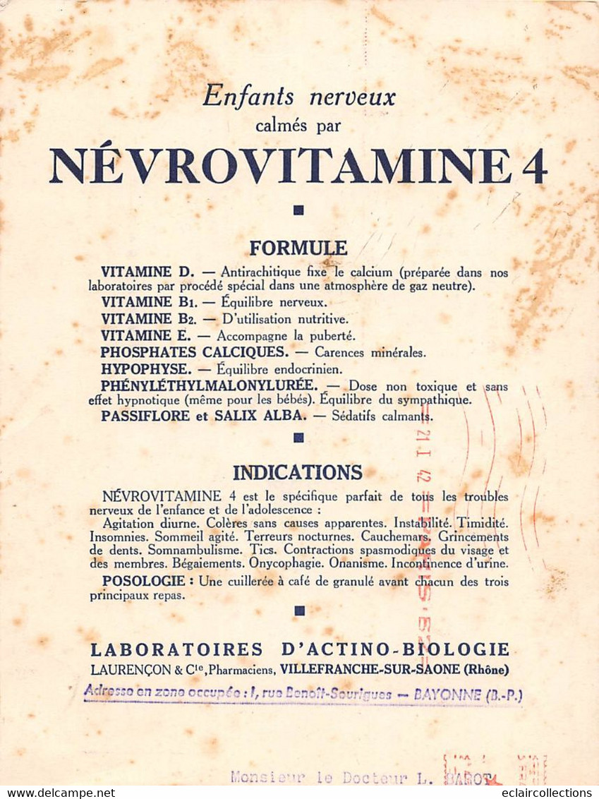 Image; 18 X 13.5      Publicité Névrovitamine    Villefranche Sur Saône  (voir Scan) - Sonstige & Ohne Zuordnung