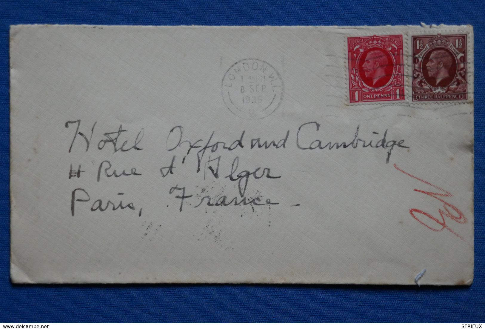 Y8  GRANDE BRETAGNE  BELLE LETTRE   1935  LONDON    POUR  PARIS FRANCE+ AFFRANCHISSEMENT PLAISANT - Lettres & Documents