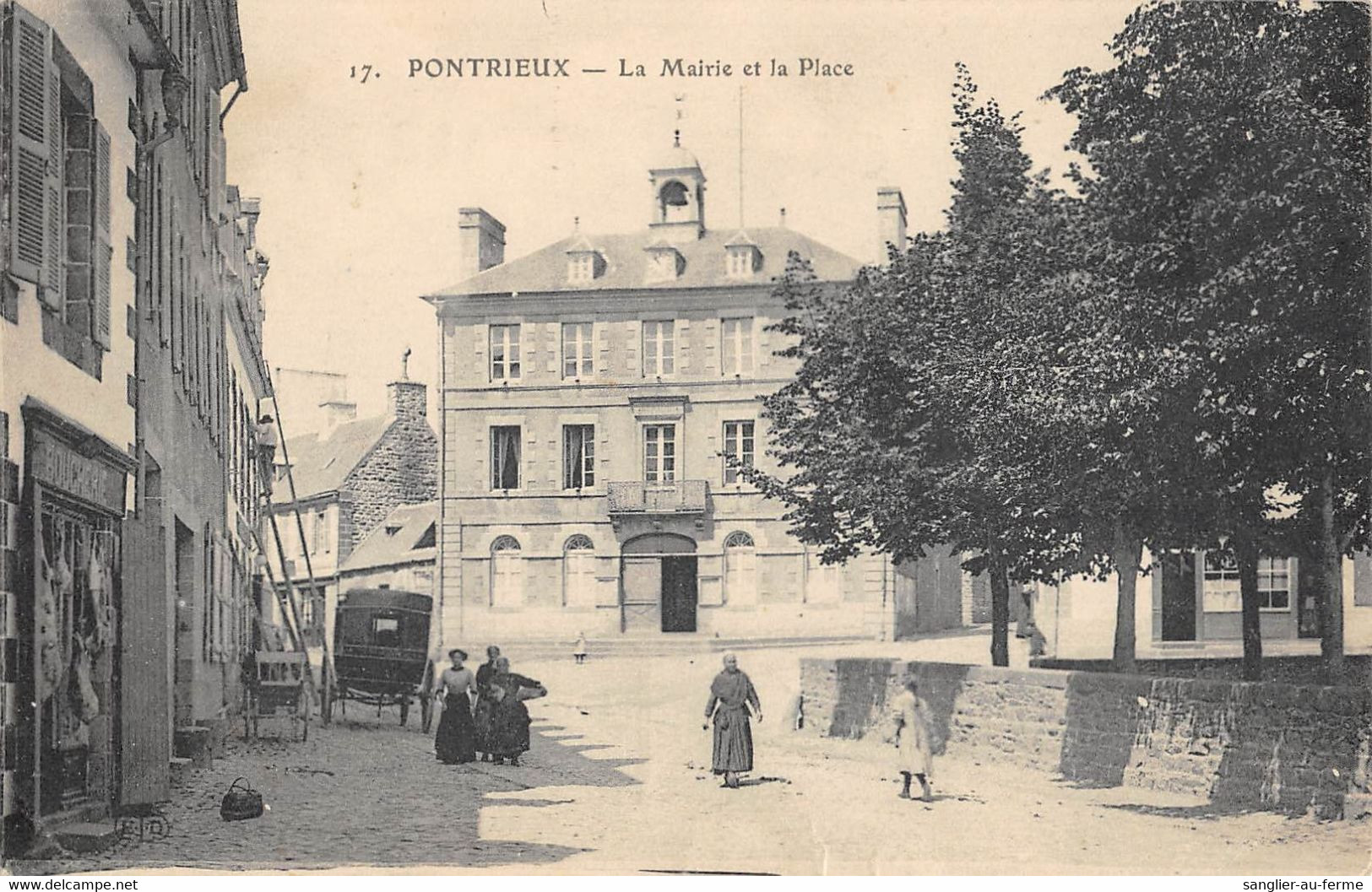 CPA 22 PONTRIEUX LA MAIRIE ET LA PLACE - Pontrieux