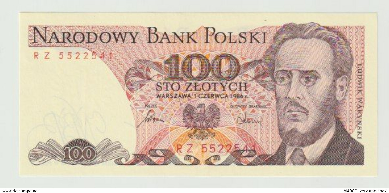 Banknote Polen-poland 100 Zlotych 1986 UNC - Pologne