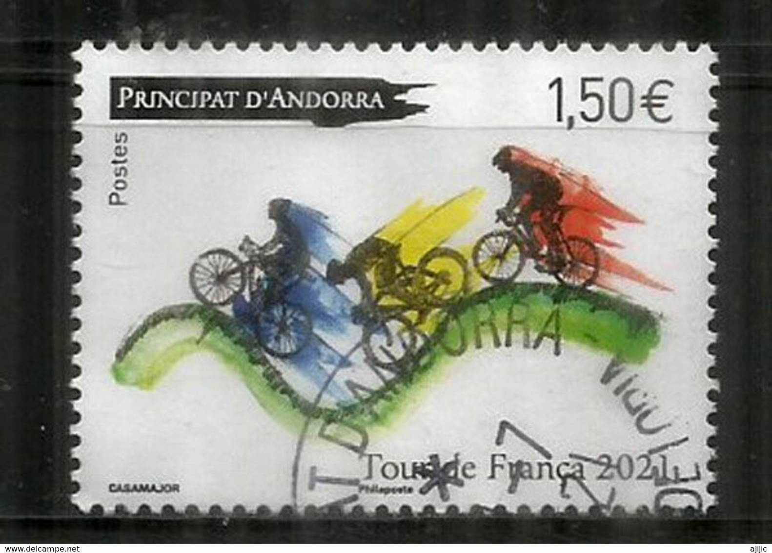 Tour De France 2021, étape Ceret,Pas De La Casa, Port D'Envalira, Col De Beixalis,Andorra,oblitéré 1 ère Qualité - Oblitérés