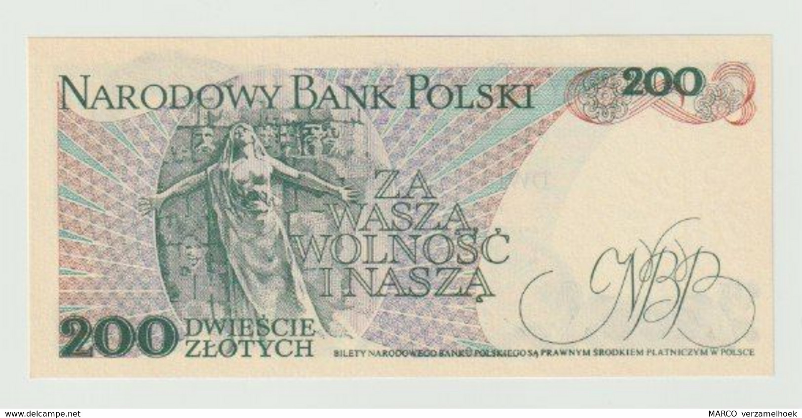 Banknote Polen-poland 200 Zlotych 1988 UNC - Polen