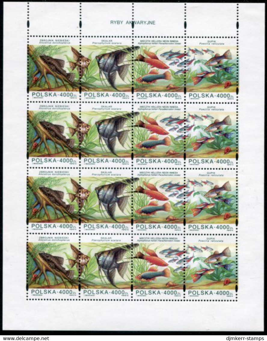 POLAND 1994 Aquarium Fish Sheet MNH / **  Michel 3505-08 - Nuevos