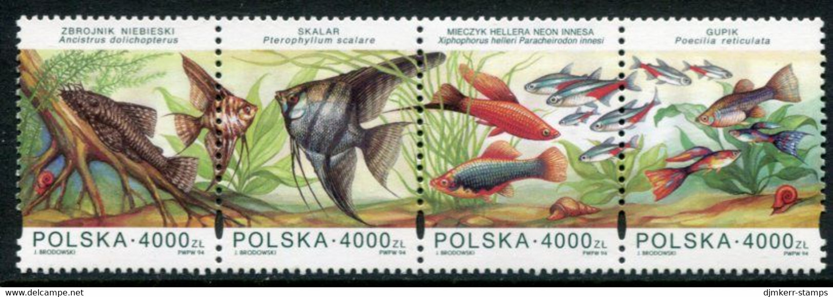 POLAND 1994 Aquarium Fish Strip MNH / **  Michel 3505-08 - Neufs