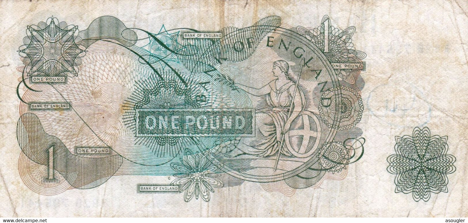 Great Britain United Kingdom England 1 POUND 1966-70 F P-374F* Replacement Note "PREFIX R" Very RARE - 1 Pound