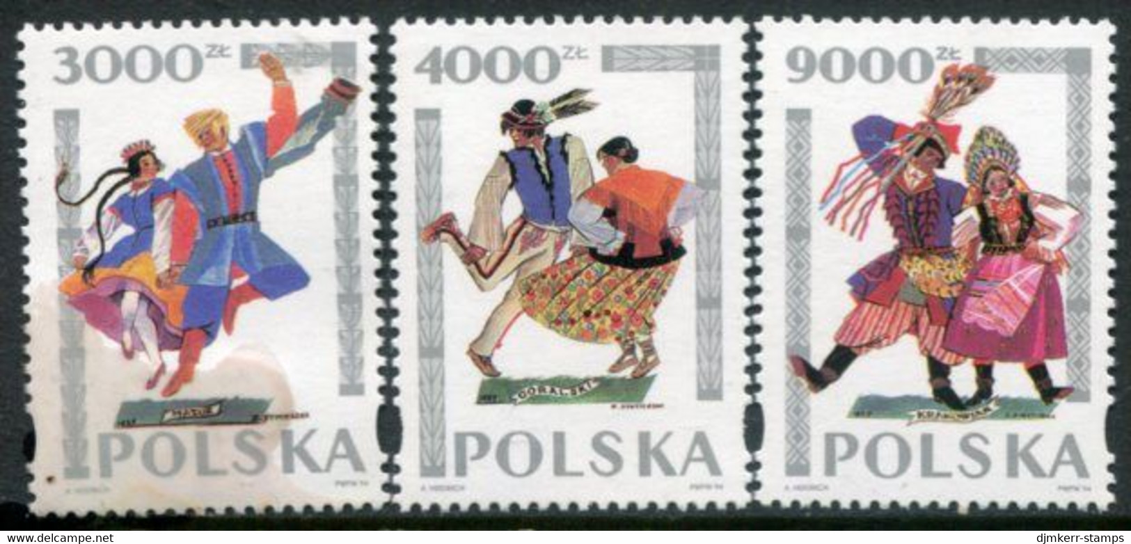 POLAND 1994 Folk Dances MNH / **  Michel 3490-92 - Neufs