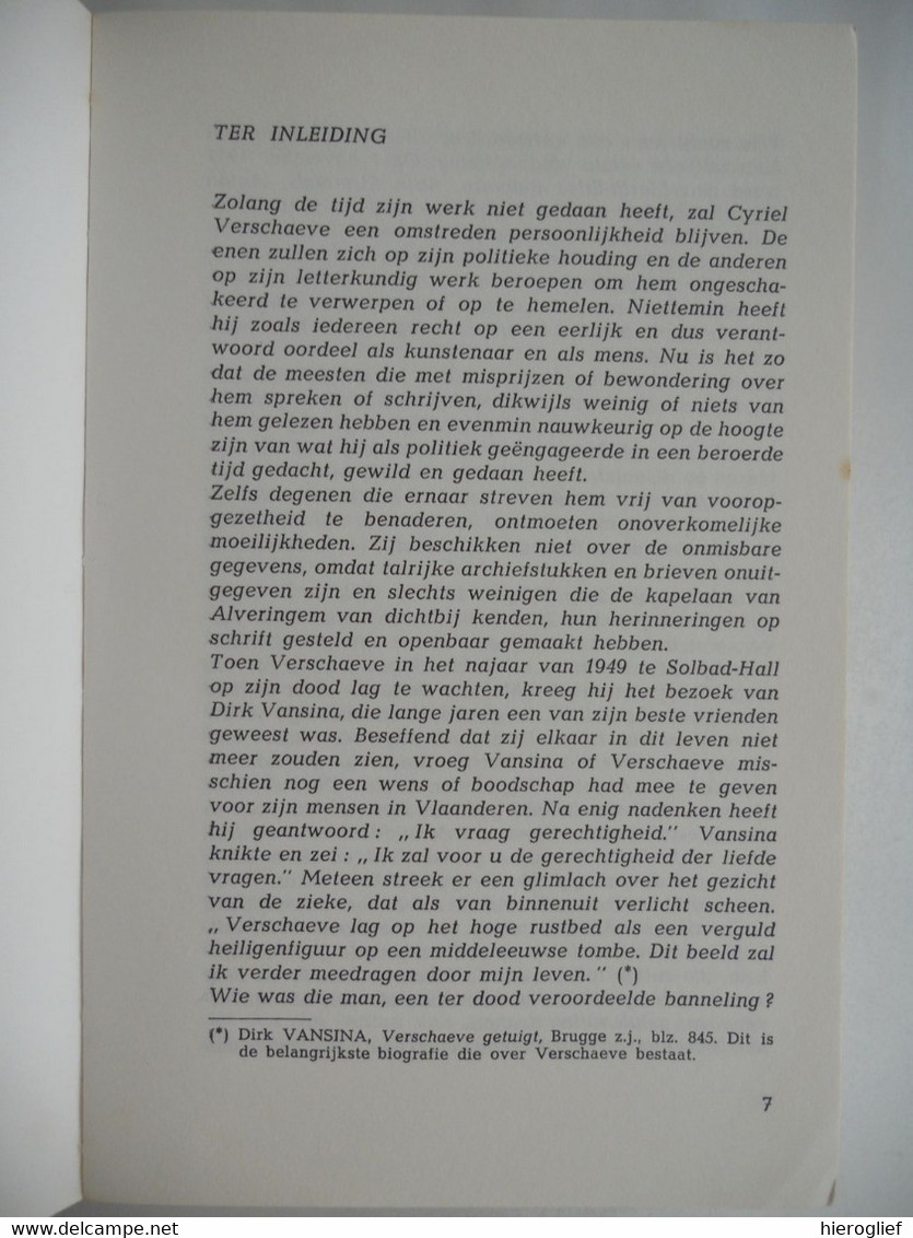 Priester Dichter CYRIEL VERSCHAEVE Keuze Uit Zijn Werk Inleiding André Demedts Ardooie Alveringem Vlaams Nationalisme - Histoire