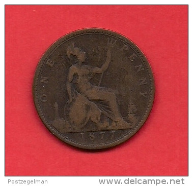 UK, 1877, Circulated Coin VF, 1 Penny, Young Victoria, Bronze, C1937 - D. 1 Penny