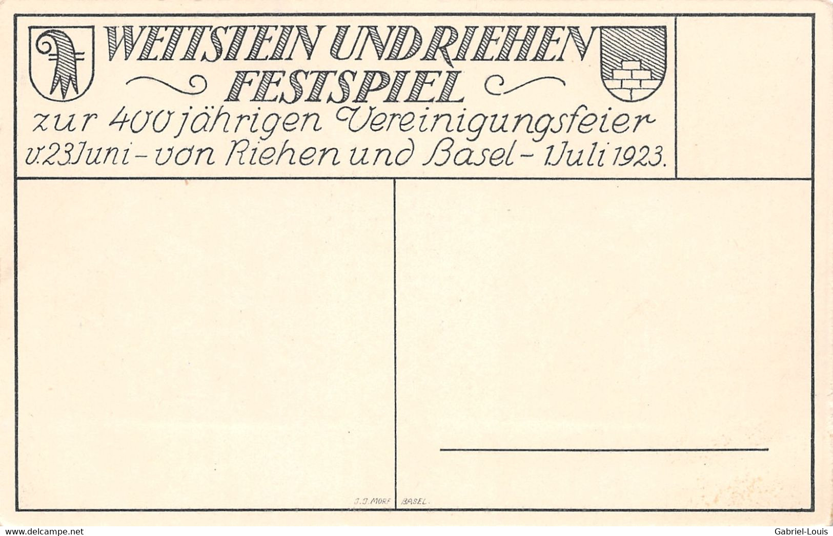 Basel 1923 - Wettstein Und Riehen Festspiel Zur 400 Jähringen Vereinigungsfeier - Litho - Riehen