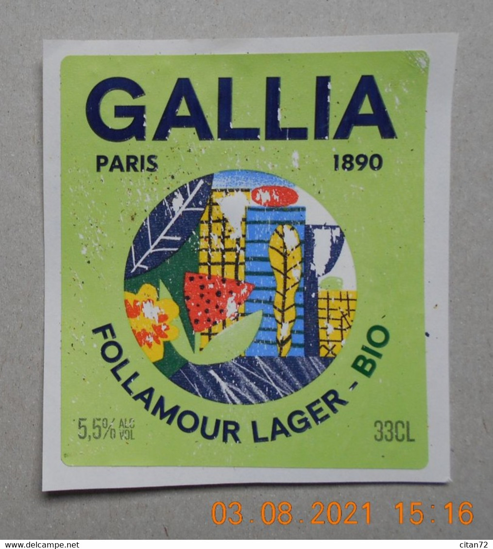 1  ETIQUETTE De BIERE  GALLIA - Bière