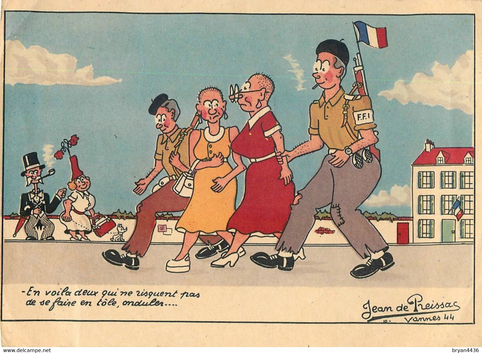 W.W.2 - 1945 - RARE REPRESENTATION FEMMES TONDUES - CPA ILLUSTRATEUR; J. De PRESSAC - SATIRIQUE - ANTI-COLLABORATION - - Guerra 1939-45