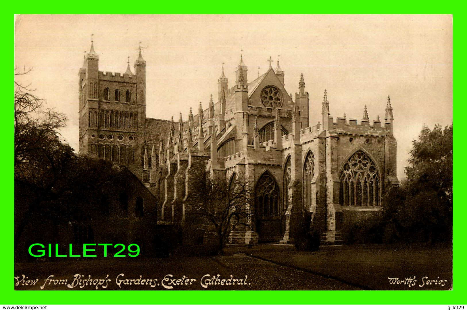 EXETER, UK - VIEW FROM BISHOP'S GARDENS, EXETER CATHEDRAL - WORTH'S SERIES - - Exeter