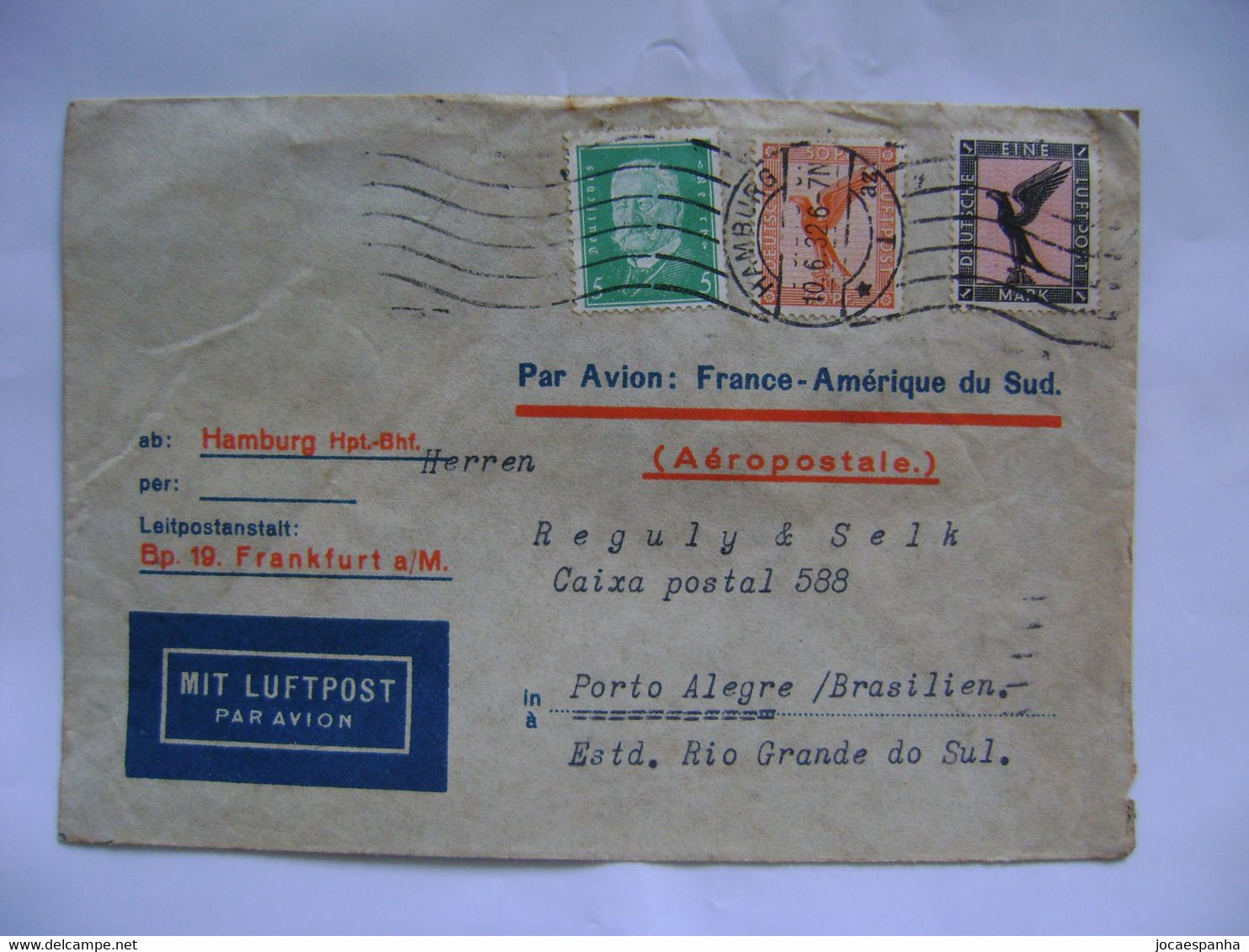 GERMANY - LETTER SENT FROM HAMBURG VIA AEROPOSTALE TO PORTO ALEGRE (BRAZIL) IN 1932 IN THE STATE - Andere & Zonder Classificatie