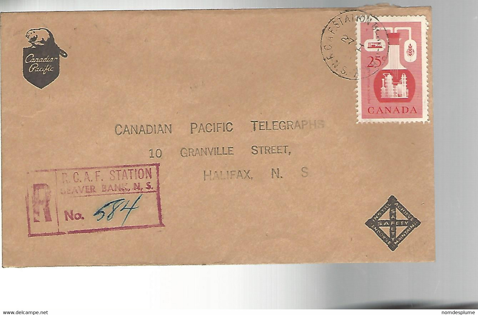 52118 ) Cover  RCAF Station Beaver Lake N.S. 1961 Postmark Registered - Recomendados