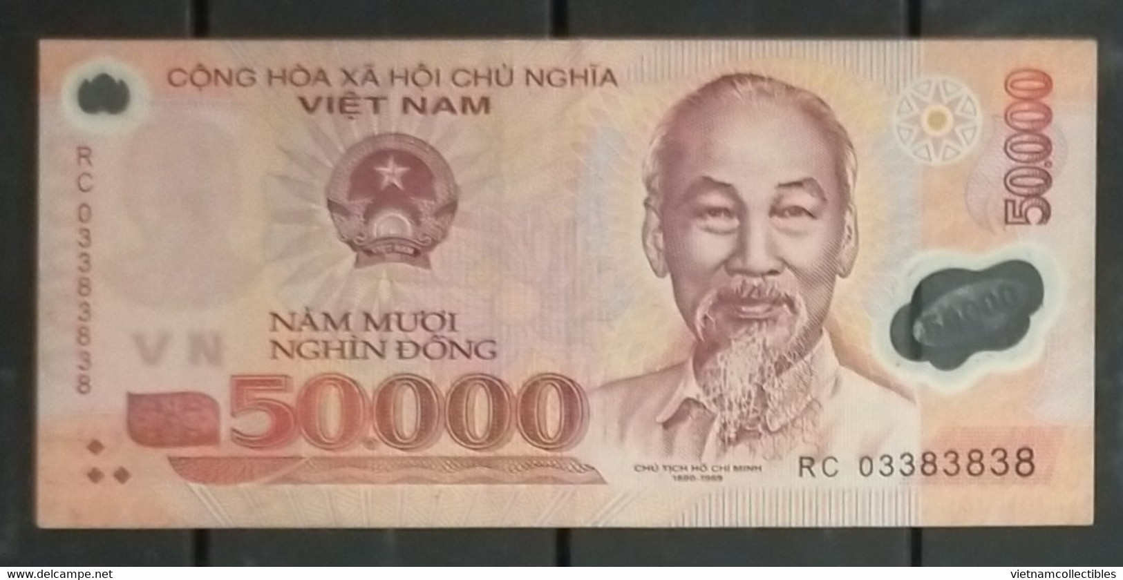 The First Vietnam Viet Nam 50000 50,000 Dong VF Polymer Banknote Note 2003 FANCY NUMBER - Pick # 121 - RARE - Viêt-Nam