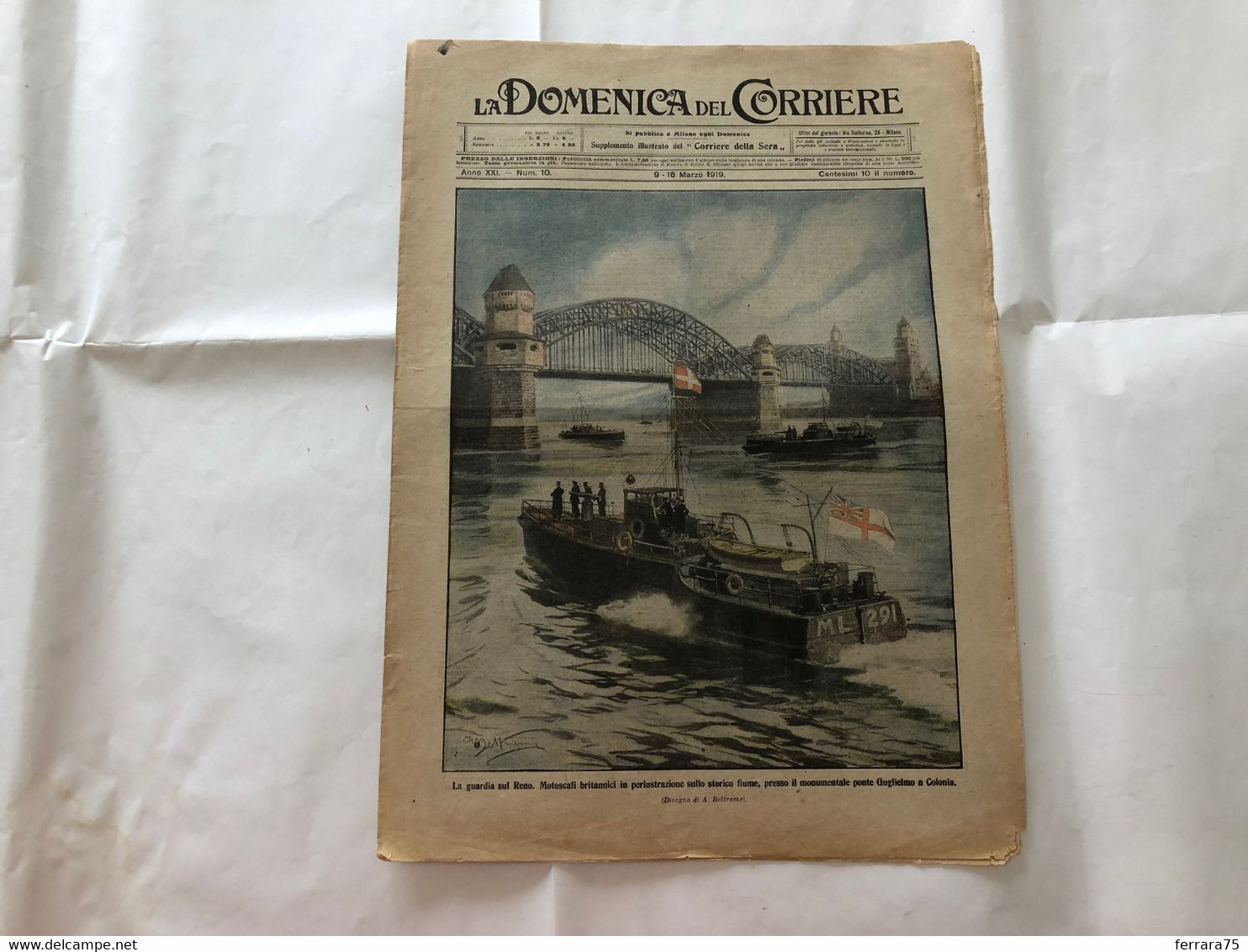 WW1 LA DOMENICA DEL CORRIERE N.10 1919 RENO PONTE GUGLIELMO BRIGATA SALERNO - Weltkrieg 1914-18