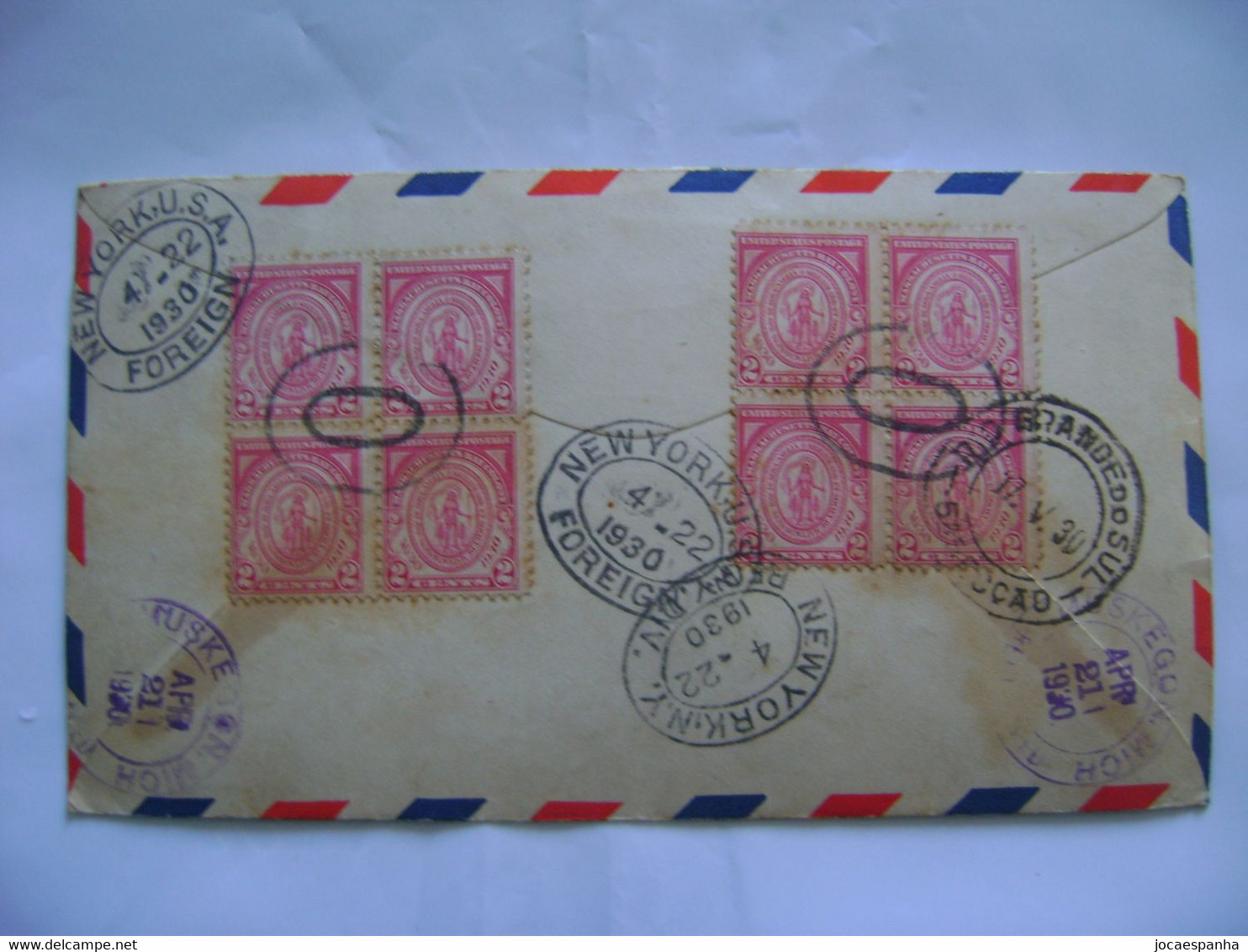 UNITED STATES - LETTER SENT FROM MUSKEGON VIA NEW YORK TO PORTO ALEGRE (BRAZIL) IN 1930 IN THE STATE - Lettres & Documents