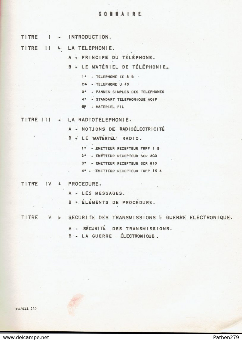 Livret D'instruction élève Officier Armée De L'air BA 720 Caen-Carpiquet - Transmissions - 1963 - Otros & Sin Clasificación