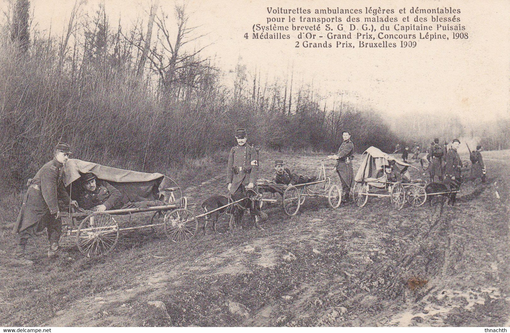 MILITARIA VOITURETTES AMBULANCES LEGERES ET DEMONTABLES POUR LE TRANSPORT DES BLESSES ATTELAGE DE CHIENS - Guerra 1914-18